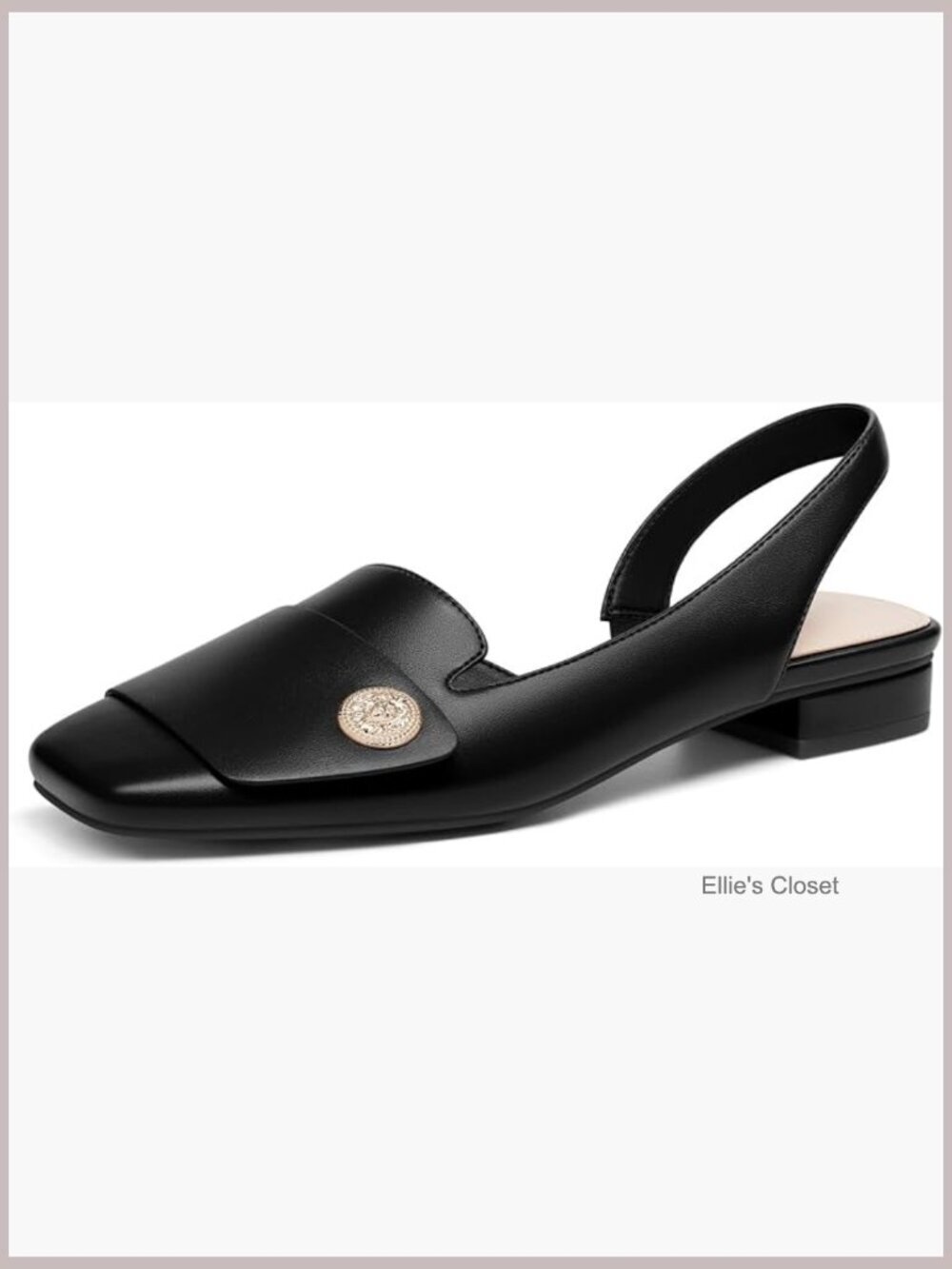 Chunky Low Heels Slingback Square Closed Toe D'Orsay Pumps Dress Shoes